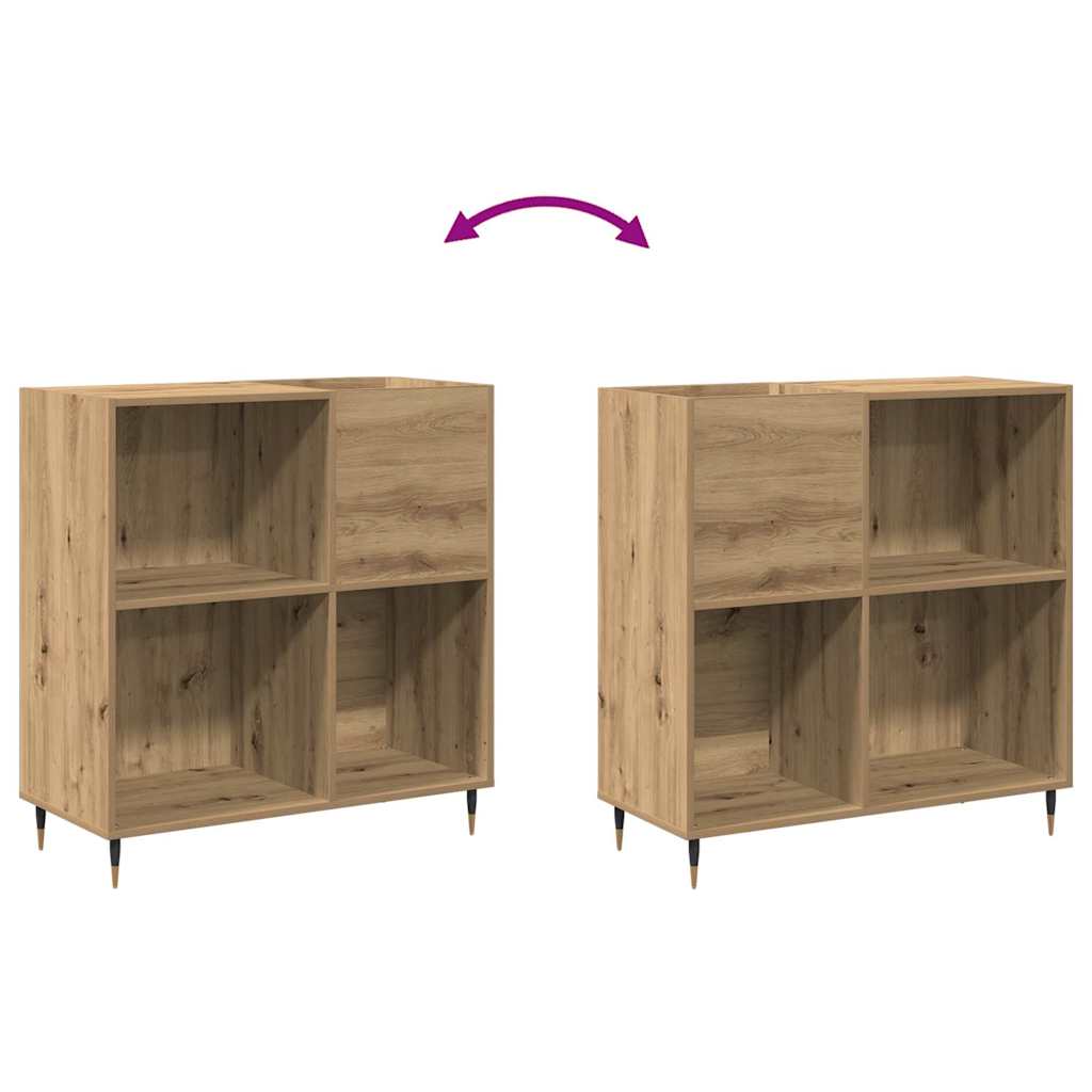 Platenkast artisanaal eikenkleurig 85 x 38 x 89 cm Bewerkt hout is nu te koop bij PeponiXL, paradijselijk wonen!
