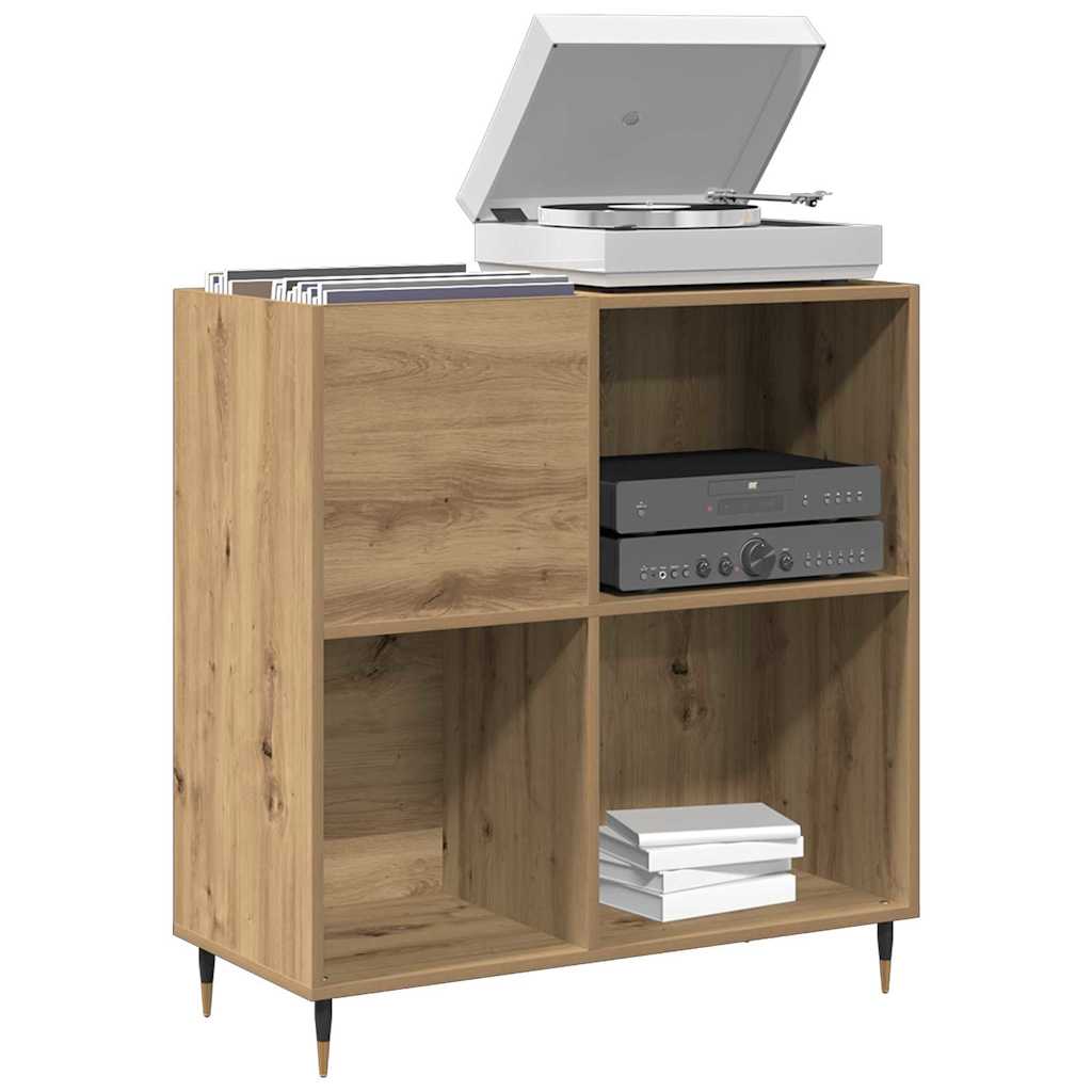 Platenkast artisanaal eikenkleurig 85 x 38 x 89 cm Bewerkt hout is nu te koop bij PeponiXL, paradijselijk wonen!