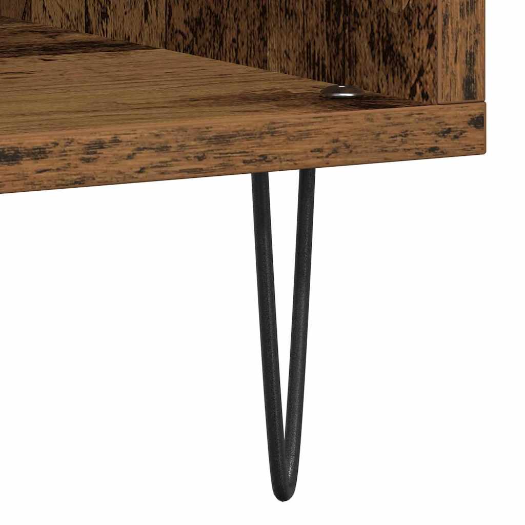 Platenkast met plank Oud hout 85 x 38 x 89 cm Bewerkt hout is nu te koop bij PeponiXL, paradijselijk wonen!