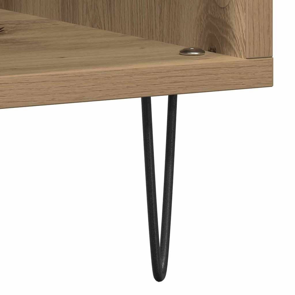 Platenkast artisanaal eikenkleurig 85 x 38 x 89 cm Bewerkt hout is nu te koop bij PeponiXL, paradijselijk wonen!