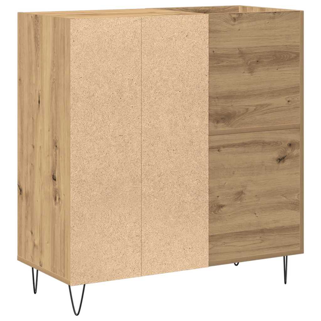 Platenkast artisanaal eikenkleurig 85 x 38 x 89 cm Bewerkt hout is nu te koop bij PeponiXL, paradijselijk wonen!