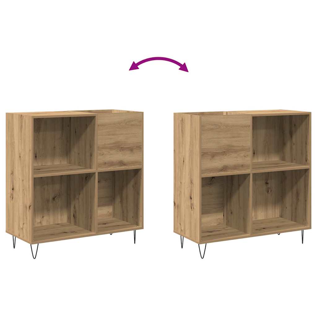 Platenkast artisanaal eikenkleurig 85 x 38 x 89 cm Bewerkt hout is nu te koop bij PeponiXL, paradijselijk wonen!