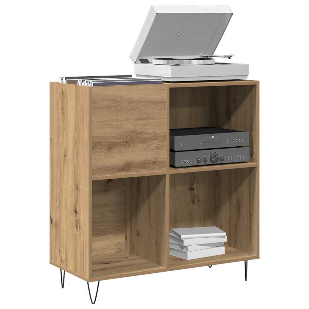 Platenkast artisanaal eikenkleurig 85 x 38 x 89 cm Bewerkt hout is nu te koop bij PeponiXL, paradijselijk wonen!