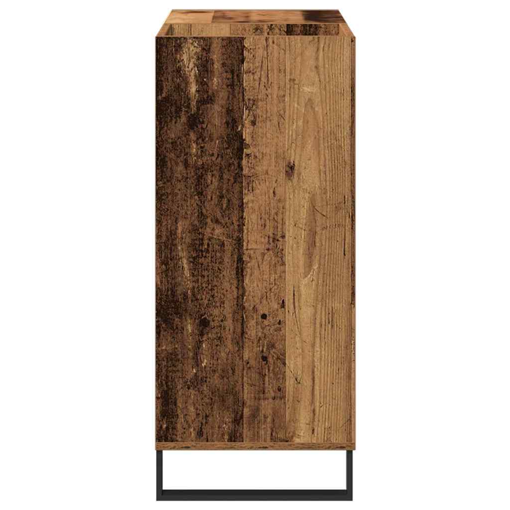Platenkast met plank Oud hout 85 x 38 x 89 cm Bewerkt hout is nu te koop bij PeponiXL, paradijselijk wonen!