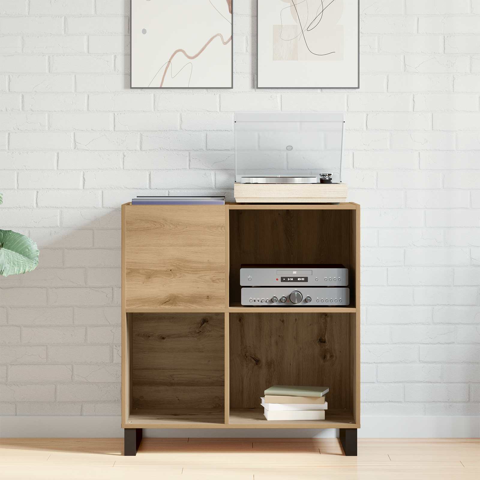 Platenkast artisanaal eikenkleurig 84,5 x 38 x 89 cm is nu te koop bij PeponiXL, paradijselijk wonen!