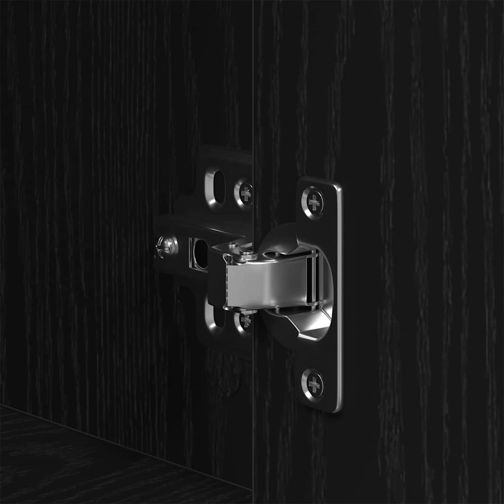 Nachtkastje 2 pcs Zwart Eiken 41 x 31 x 80 cm Bewerkt hout is nu te koop bij PeponiXL, paradijselijk wonen!