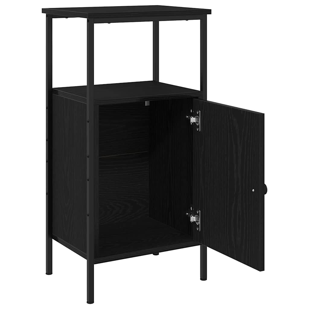 Nachtkastje 2 pcs Zwart Eiken 41 x 31 x 80 cm Bewerkt hout is nu te koop bij PeponiXL, paradijselijk wonen!