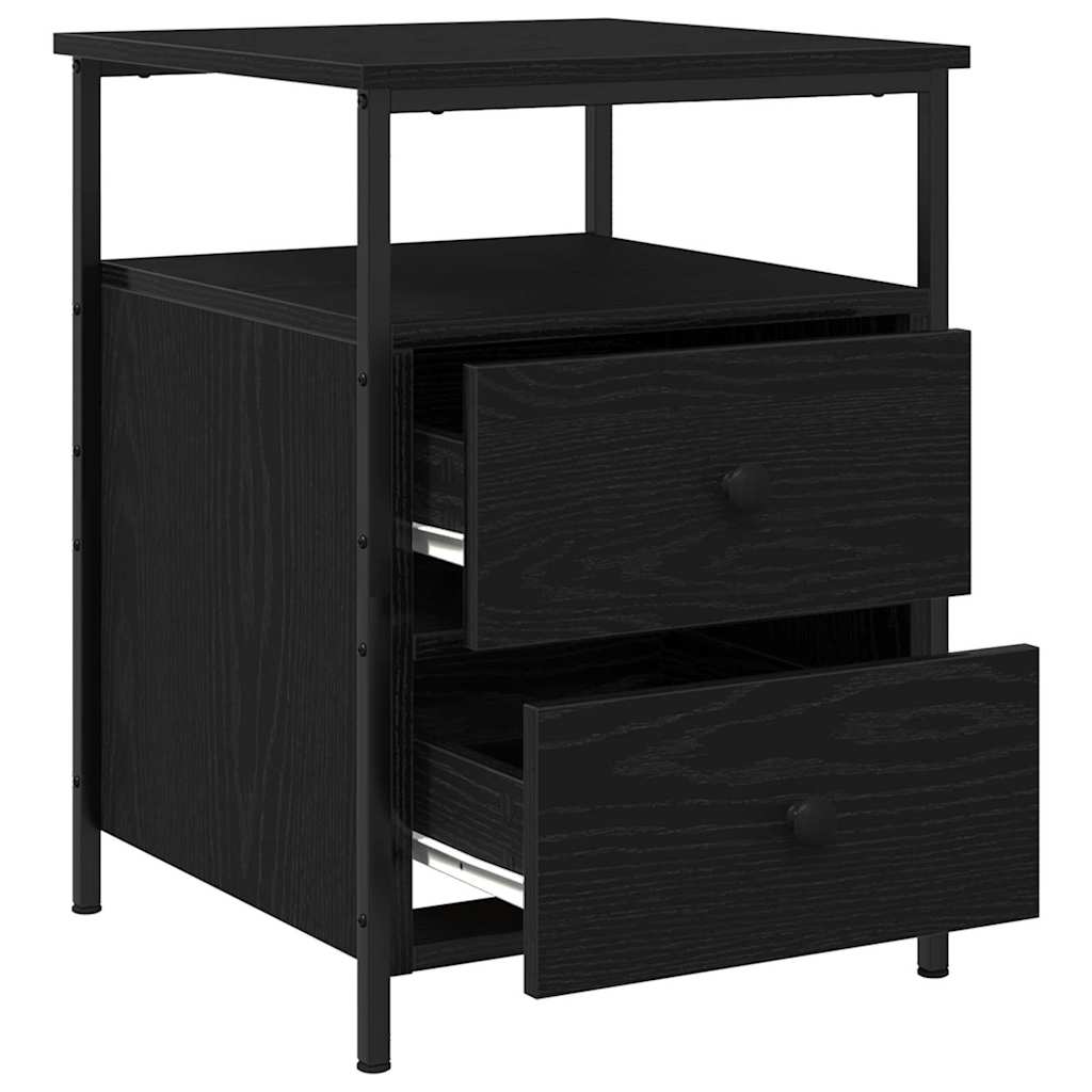 Nachtkastje 2 pcs Zwart Eiken 34 x 35,5 x 50 cm Bewerkt hout is nu te koop bij PeponiXL, paradijselijk wonen!