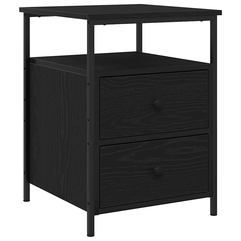 Nachtkastje 2 pcs Zwart Eiken 34 x 35,5 x 50 cm Bewerkt hout is nu te koop bij PeponiXL, paradijselijk wonen!