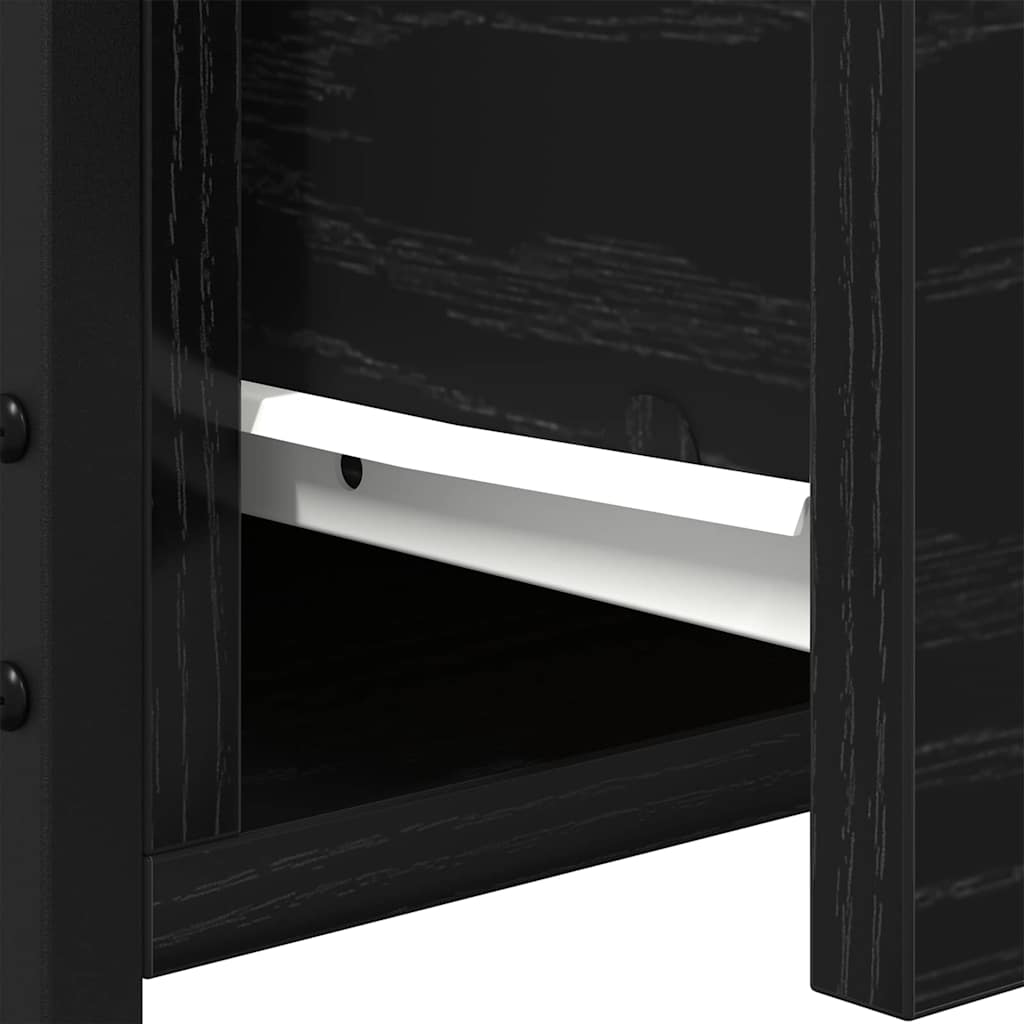 Nachtkastje met lade Zwart Eiken 34 x 36 x 50 cm Bewerkt hout is nu te koop bij PeponiXL, paradijselijk wonen!