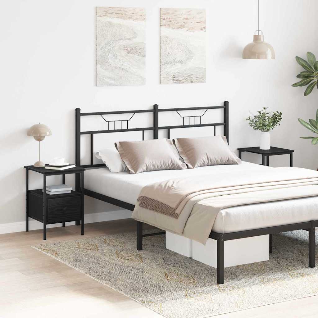 Nachtkastje 2 pcs Zwart Eiken 34 x 36 x 50 cm Bewerkt hout is nu te koop bij PeponiXL, paradijselijk wonen!