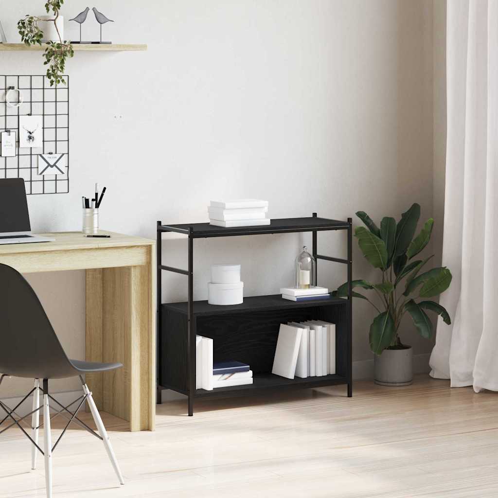 Boekenkast Zwart eiken 80 x 30 x 78.5 cm Bewerkt hout is nu te koop bij PeponiXL, paradijselijk wonen!