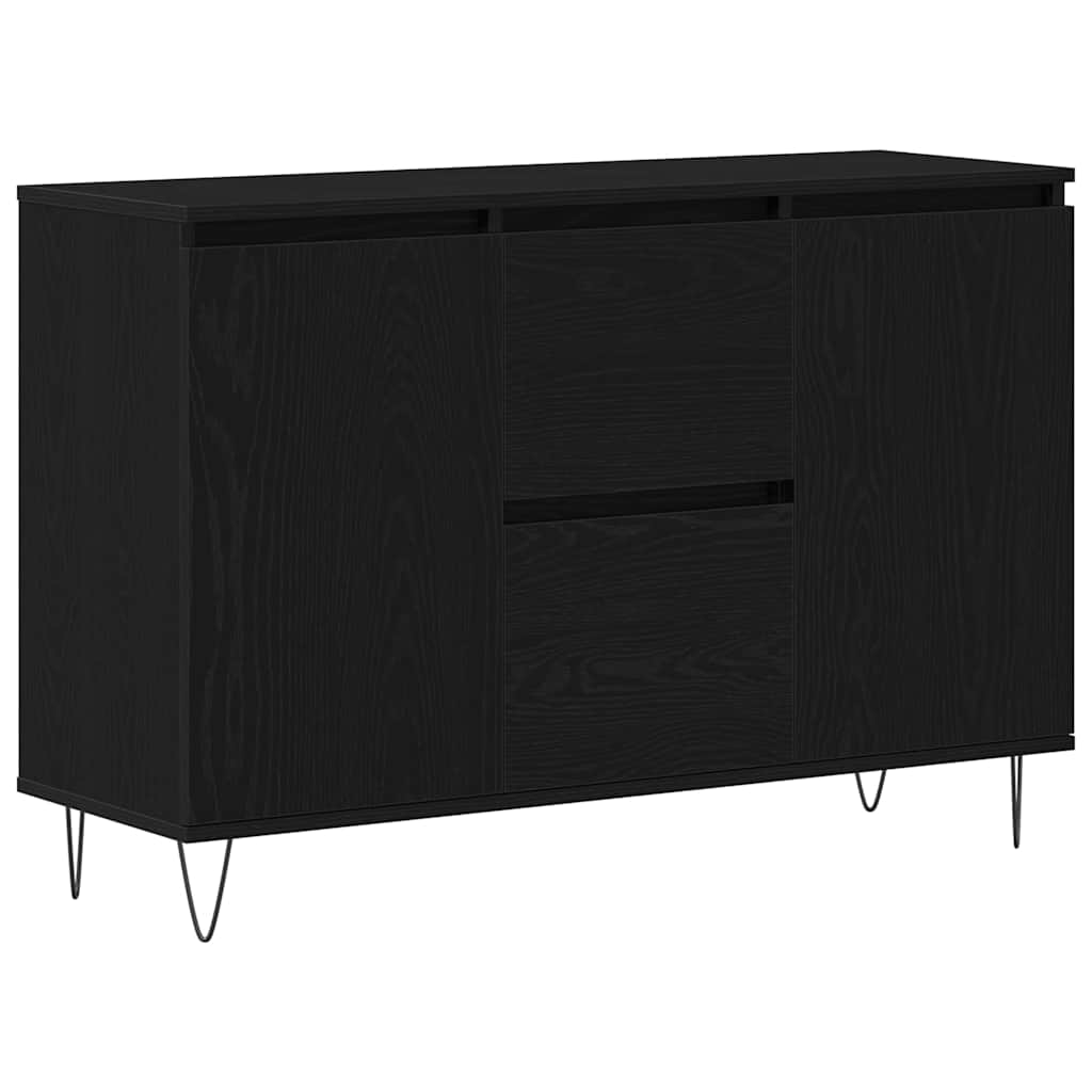 Dressoir met lade Zwart Eiken 101,5 x 35 x 70 cm Bewerkt hout is nu te koop bij PeponiXL, paradijselijk wonen!