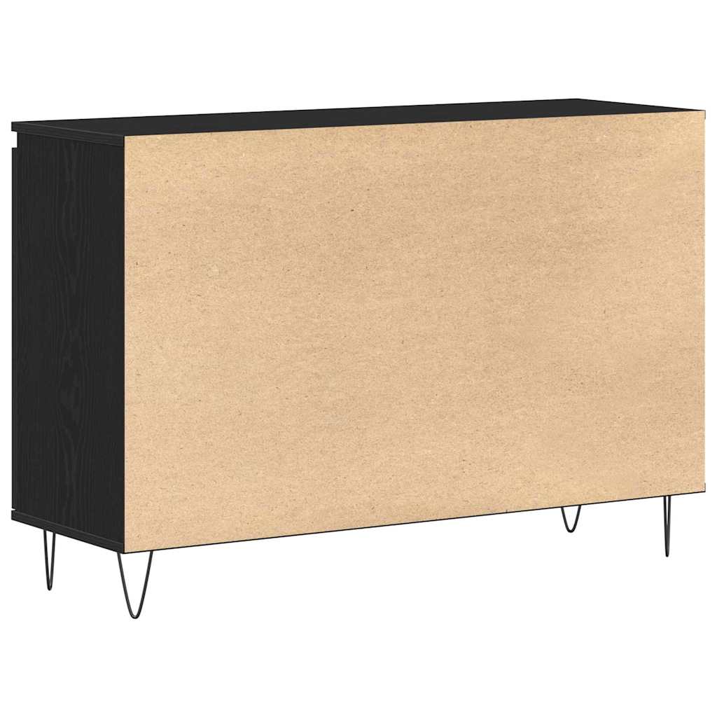 Dressoir met lade Zwart Eiken 101,5 x 35 x 70 cm Bewerkt hout is nu te koop bij PeponiXL, paradijselijk wonen!