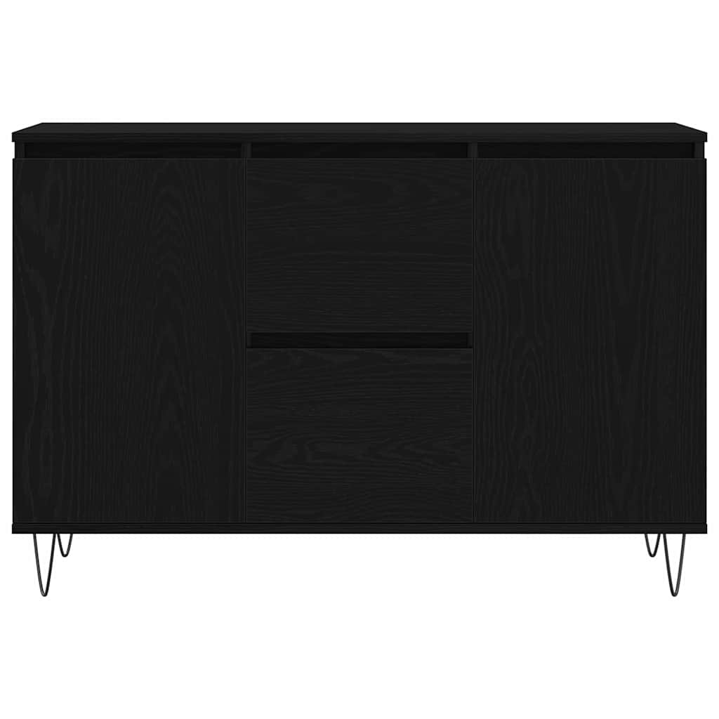 Dressoir met lade Zwart Eiken 101,5 x 35 x 70 cm Bewerkt hout is nu te koop bij PeponiXL, paradijselijk wonen!