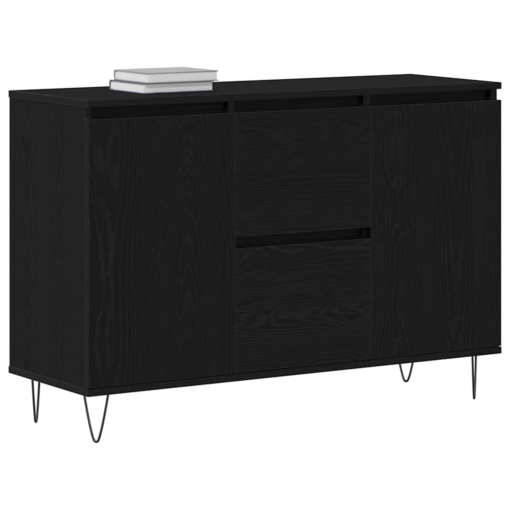 Dressoir met lade Zwart Eiken 101,5 x 35 x 70 cm Bewerkt hout is nu te koop bij PeponiXL, paradijselijk wonen!