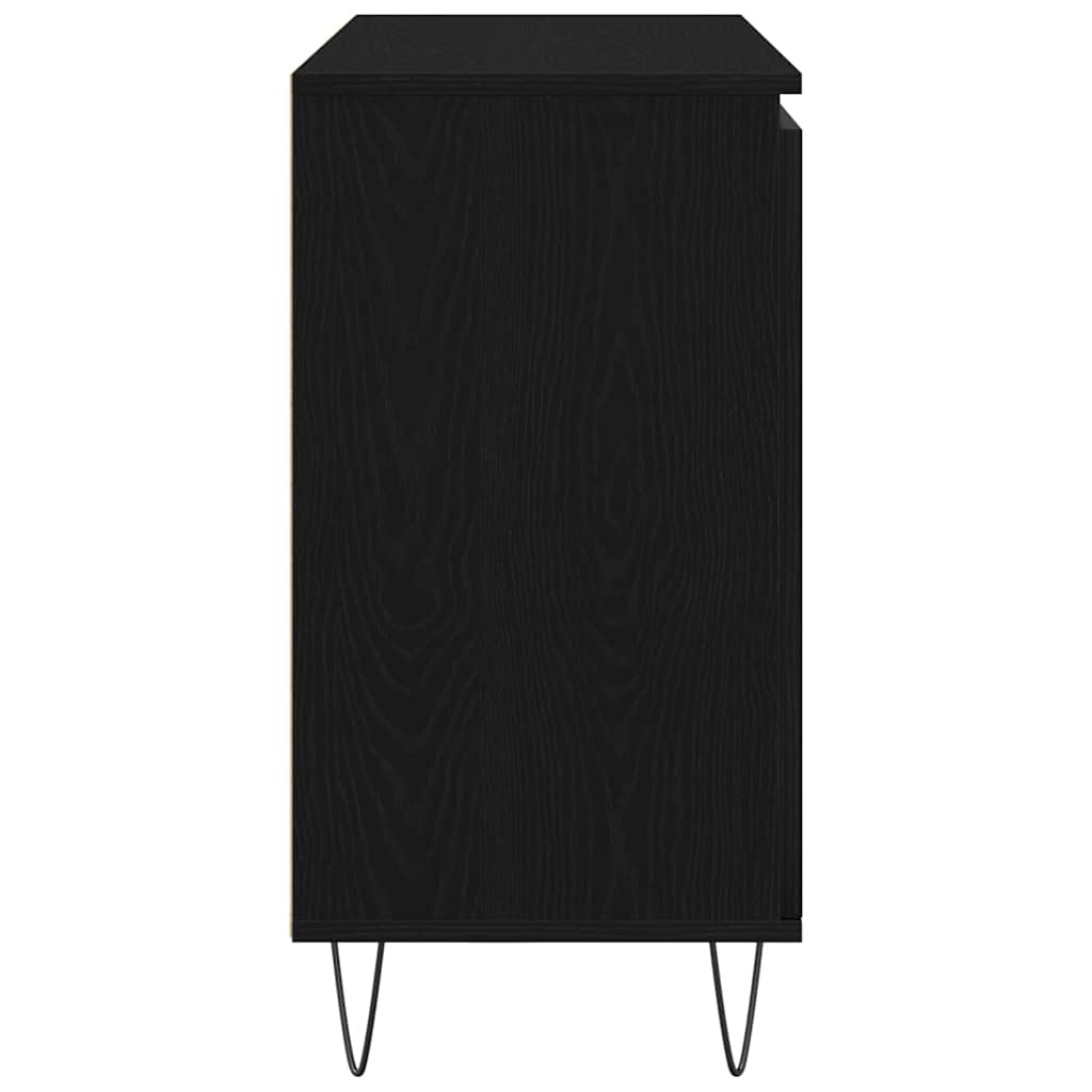 Dressoir met lade Zwart Eiken 101,5 x 35 x 70 cm Bewerkt hout is nu te koop bij PeponiXL, paradijselijk wonen!