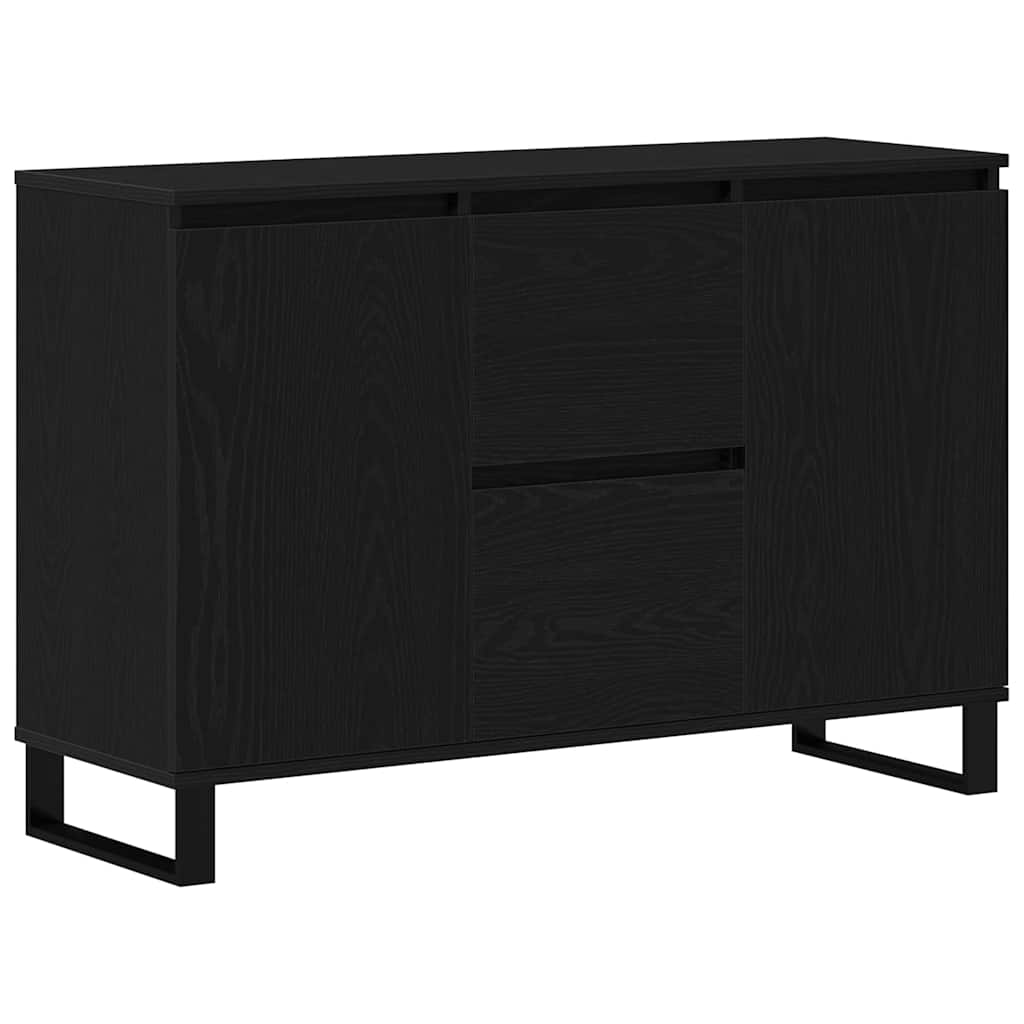Dressoir met lade Zwart Eiken 101,5 x 35 x 70 cm Bewerkt hout is nu te koop bij PeponiXL, paradijselijk wonen!