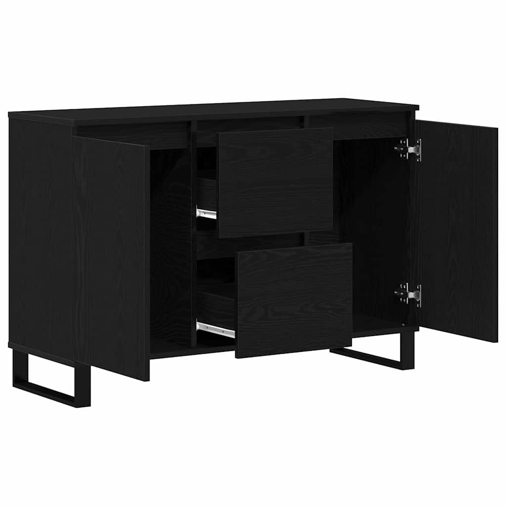 Dressoir met lade Zwart Eiken 101,5 x 35 x 70 cm Bewerkt hout is nu te koop bij PeponiXL, paradijselijk wonen!
