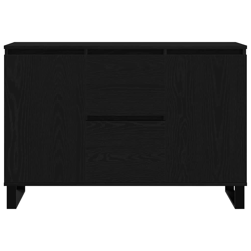 Dressoir met lade Zwart Eiken 101,5 x 35 x 70 cm Bewerkt hout is nu te koop bij PeponiXL, paradijselijk wonen!