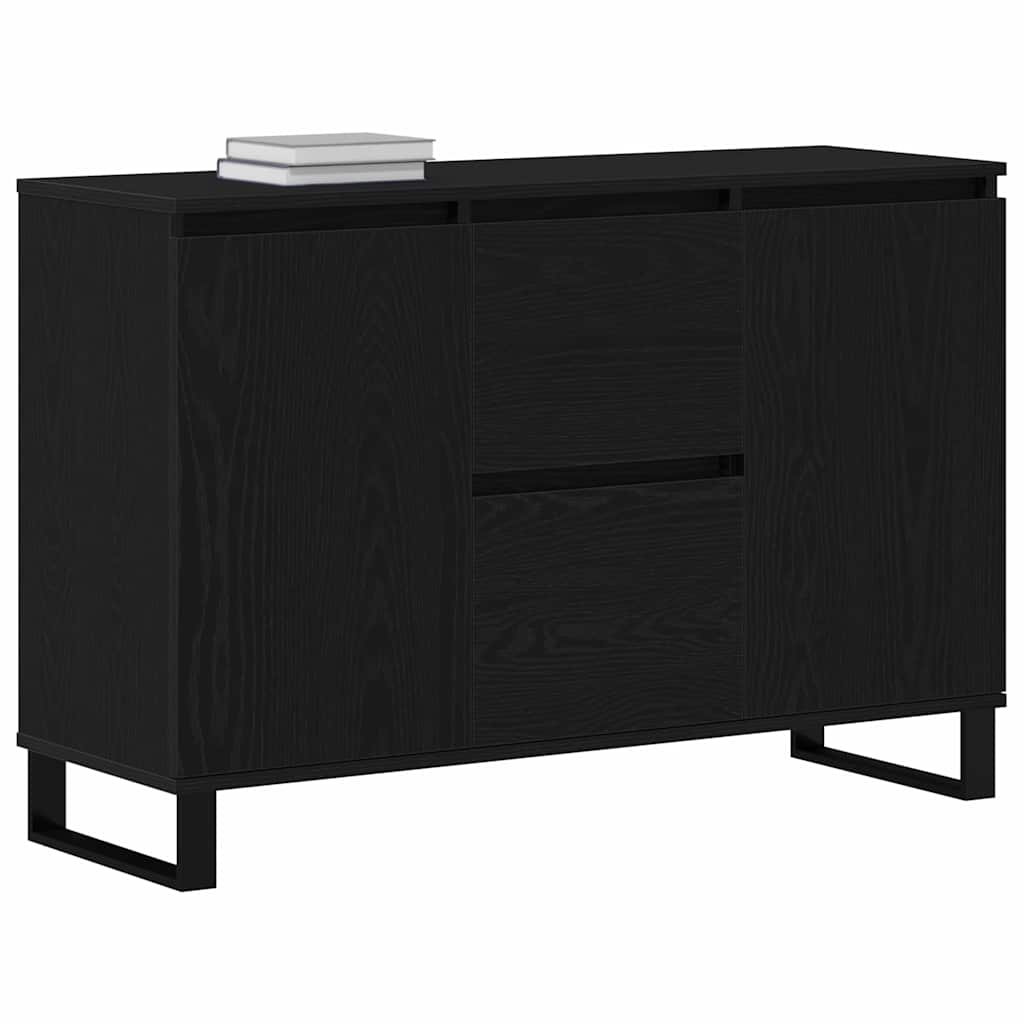 Dressoir met lade Zwart Eiken 101,5 x 35 x 70 cm Bewerkt hout is nu te koop bij PeponiXL, paradijselijk wonen!
