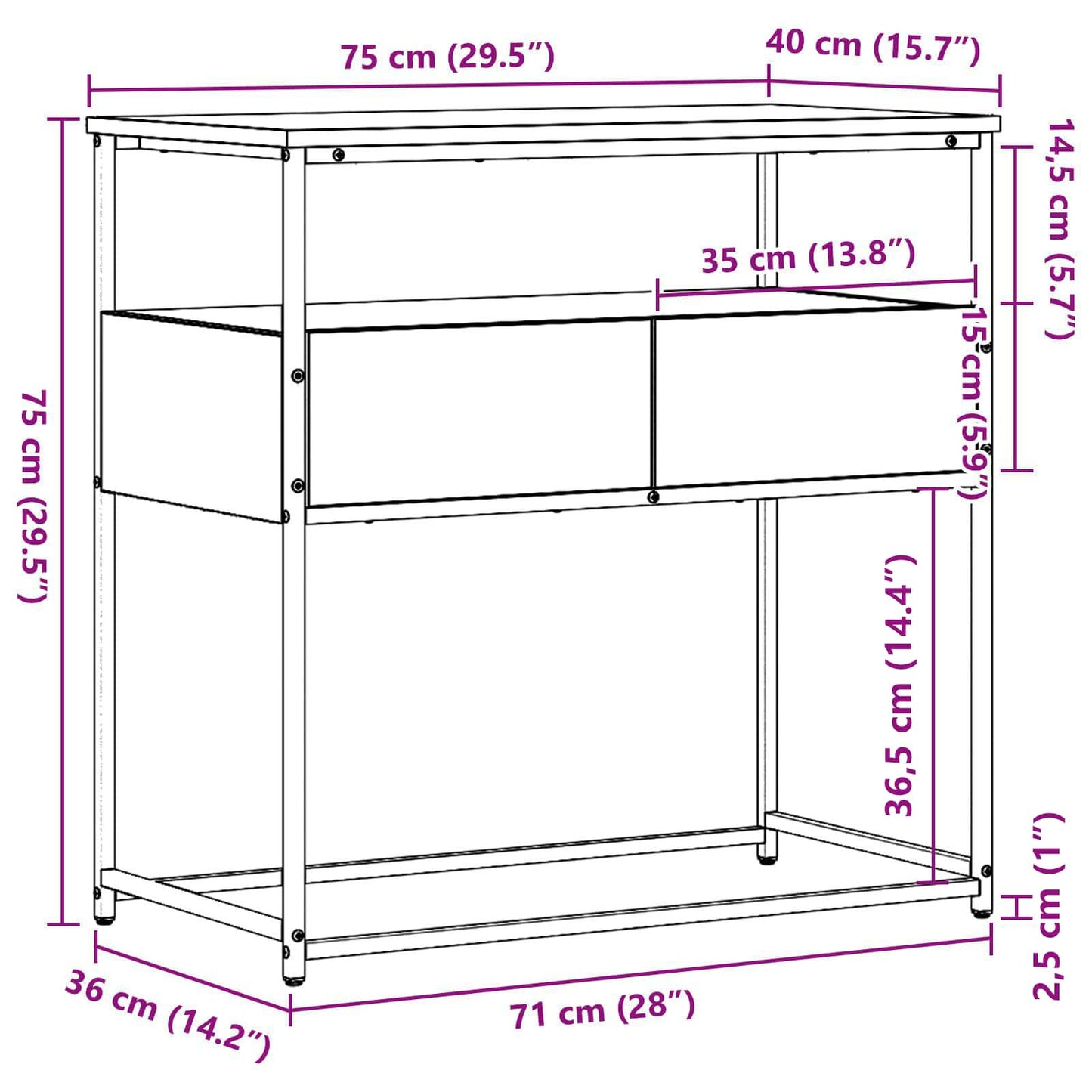 Wandtafel met lade Zwart Eiken 75 x 40 x 75 cm Bewerkt hout is nu te koop bij PeponiXL, paradijselijk wonen!