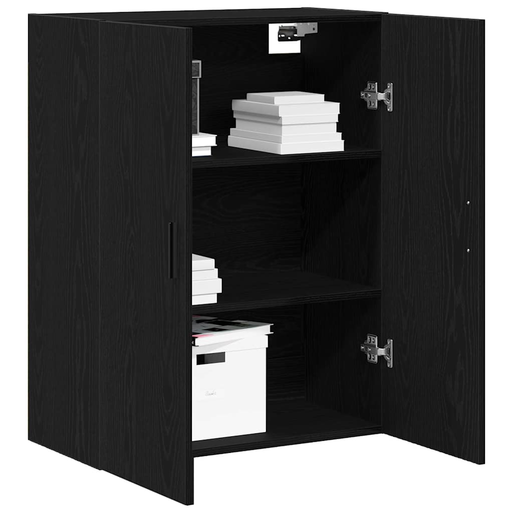 Wandkast Zwart Eiken 69,5 x 34 x 90 cm Bewerkt hout is nu te koop bij PeponiXL, paradijselijk wonen!