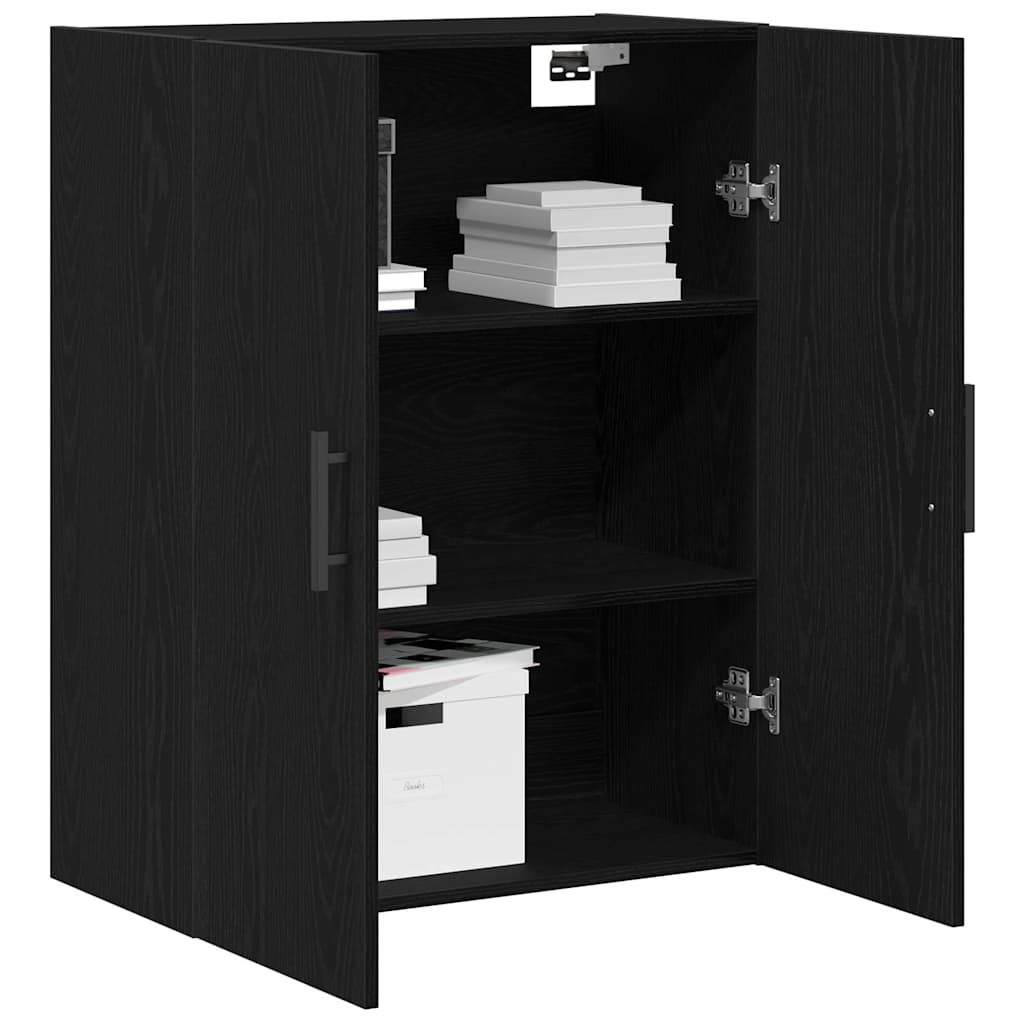 Wandkast Zwart Eiken 69,5 x 34 x 90 cm Bewerkt hout is nu te koop bij PeponiXL, paradijselijk wonen!