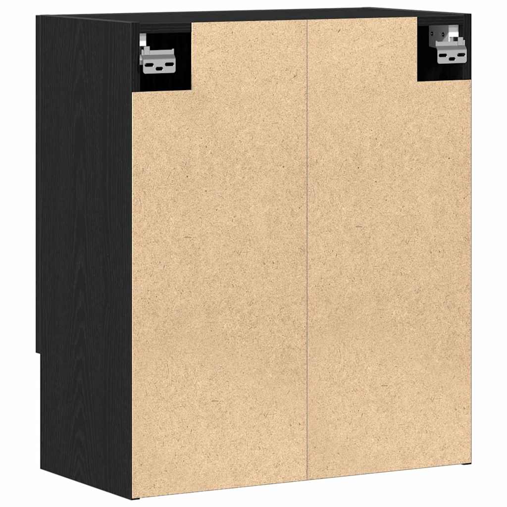 Wandkast Zwart Eiken 60 x 31 x 70 cm Bewerkt hout is nu te koop bij PeponiXL, paradijselijk wonen!