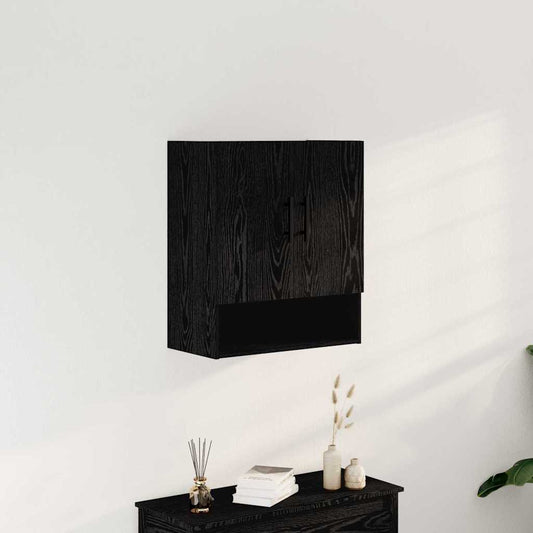 Wandkast Zwart Eiken 60 x 31 x 70 cm Bewerkt hout is nu te koop bij PeponiXL, paradijselijk wonen!