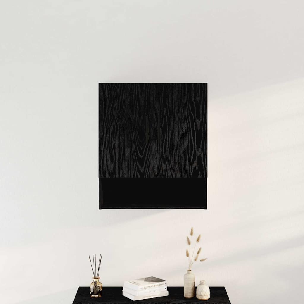 Wandkast Zwart Eiken 60 x 31 x 70 cm Bewerkt hout is nu te koop bij PeponiXL, paradijselijk wonen!