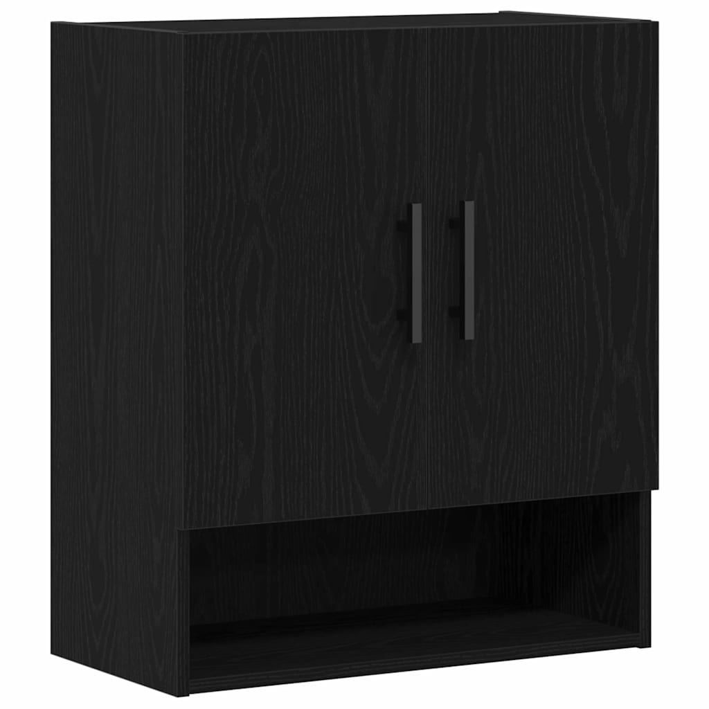 Wandkast Zwart Eiken 60 x 31 x 70 cm Bewerkt hout is nu te koop bij PeponiXL, paradijselijk wonen!
