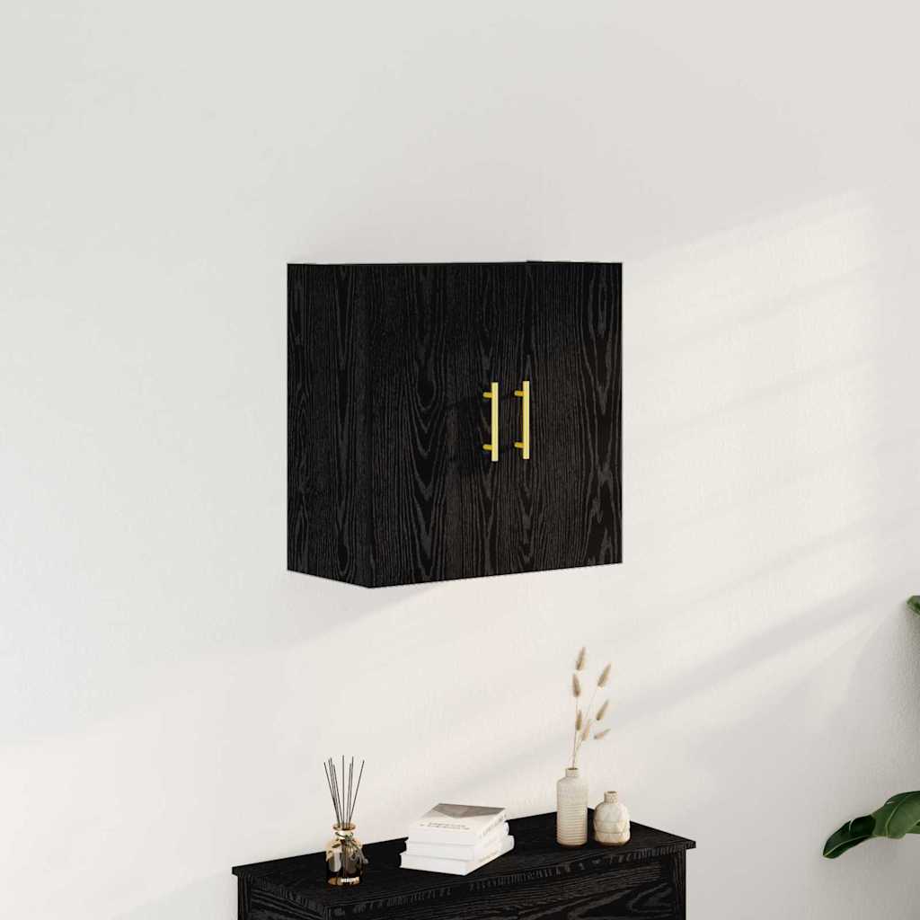 Wandkast Zwart Eiken 60 x 31 x 70 cm Bewerkt hout is nu te koop bij PeponiXL, paradijselijk wonen!