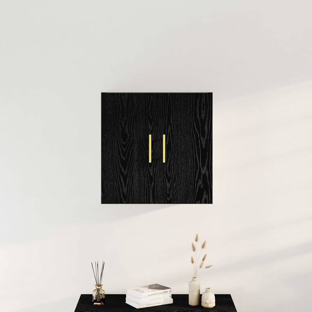 Wandkast Zwart Eiken 60 x 31 x 70 cm Bewerkt hout is nu te koop bij PeponiXL, paradijselijk wonen!