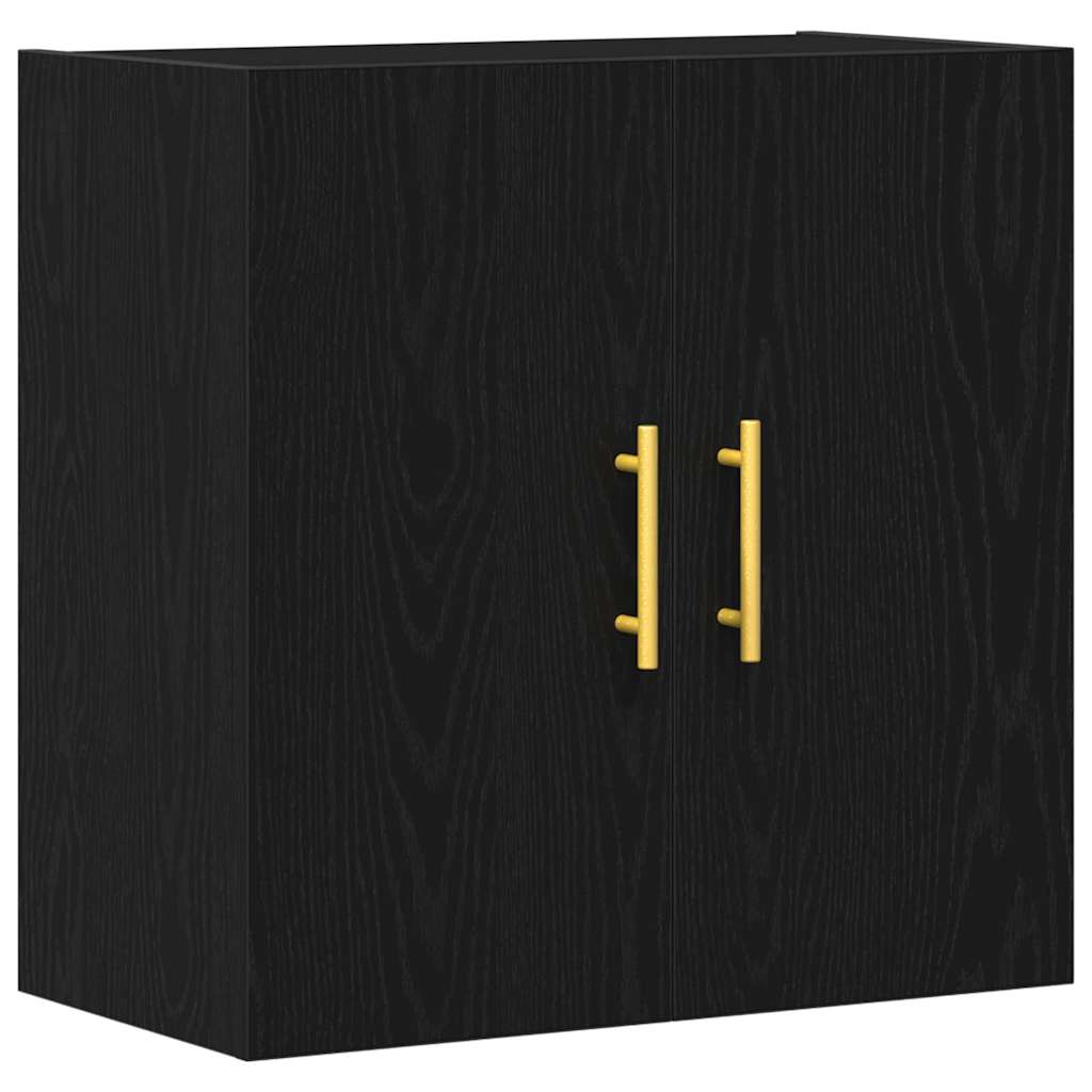 Wandkast Zwart Eiken 60 x 31 x 70 cm Bewerkt hout is nu te koop bij PeponiXL, paradijselijk wonen!