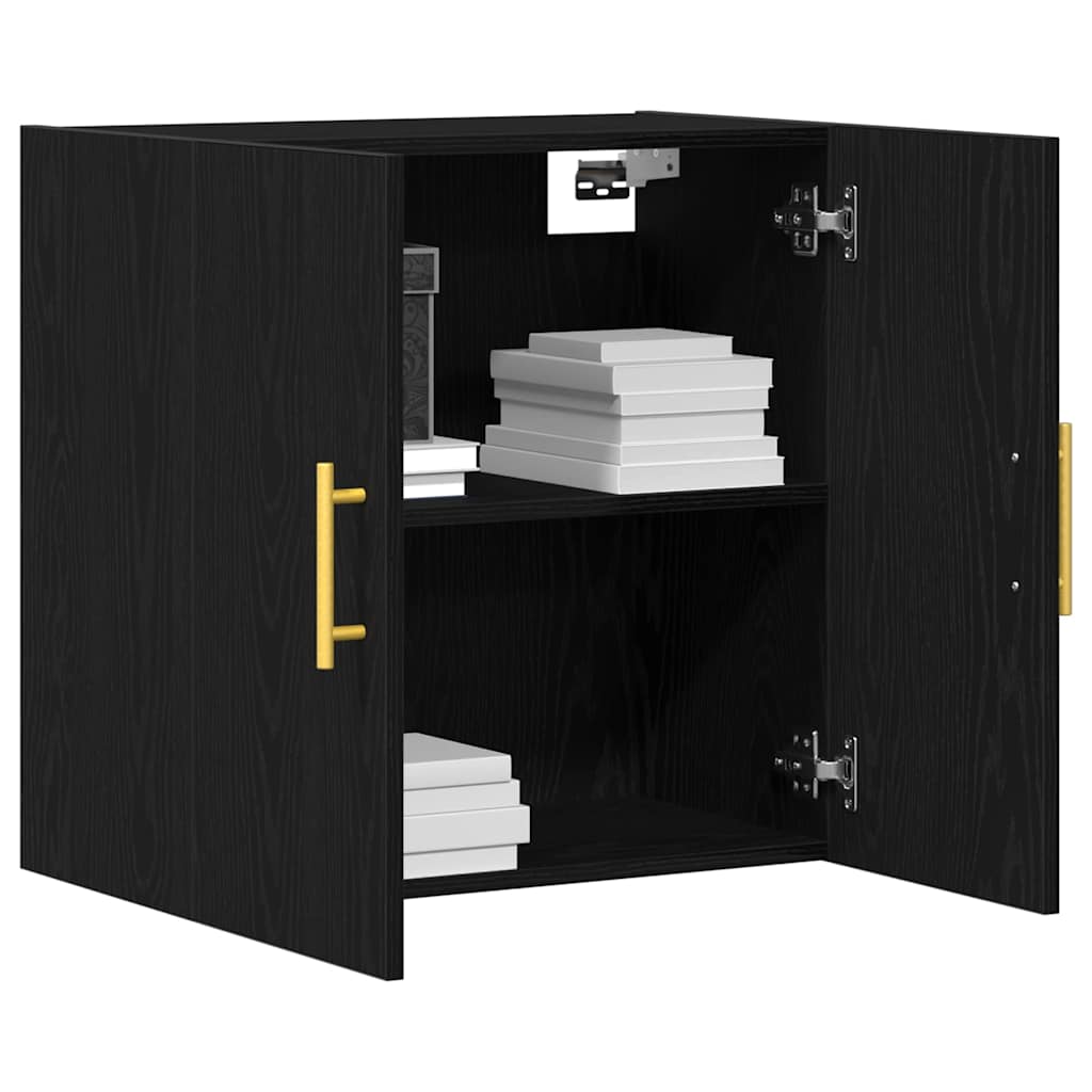 Wandkast Zwart Eiken 60 x 31 x 70 cm Bewerkt hout is nu te koop bij PeponiXL, paradijselijk wonen!