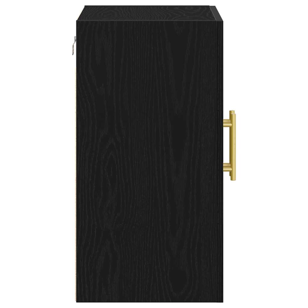 Wandkast Zwart Eiken 60 x 31 x 70 cm Bewerkt hout is nu te koop bij PeponiXL, paradijselijk wonen!