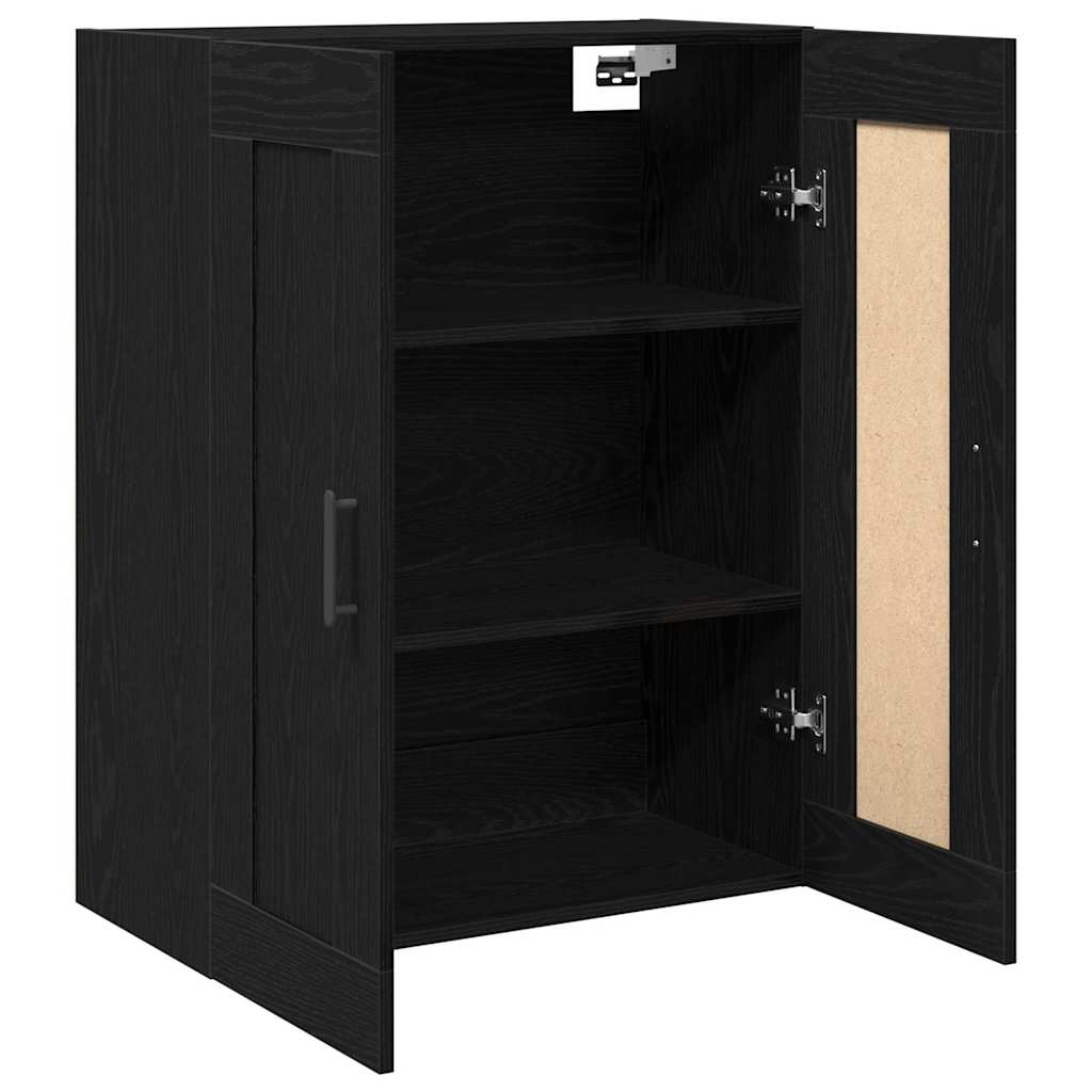 Wandkast Zwart Eiken 69,5 x 34 x 90 cm Bewerkt hout is nu te koop bij PeponiXL, paradijselijk wonen!