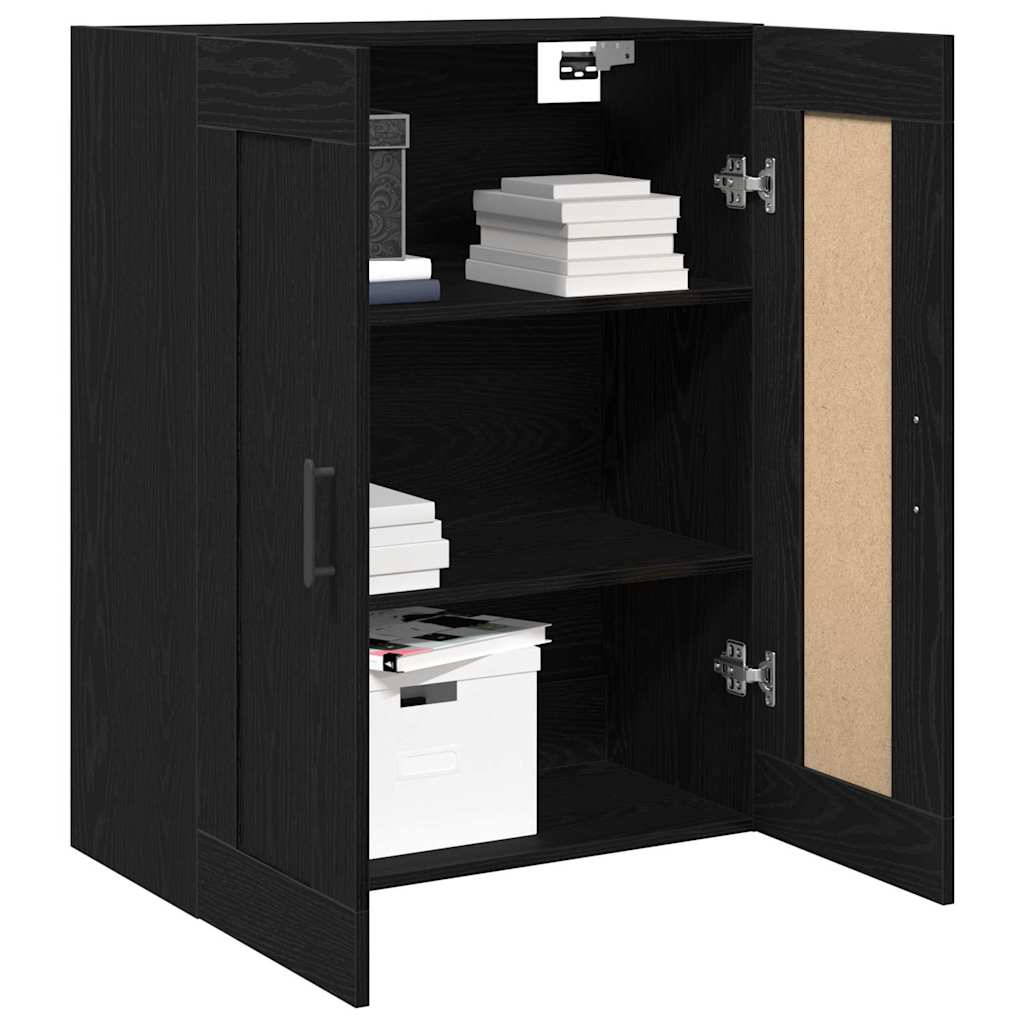Wandkast Zwart Eiken 69,5 x 34 x 90 cm Bewerkt hout is nu te koop bij PeponiXL, paradijselijk wonen!