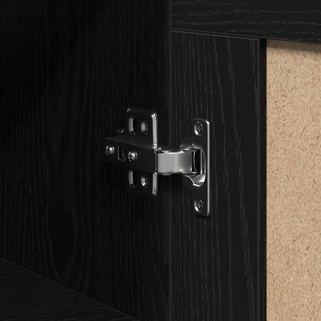 Wandkast Zwart Eiken 69,5 x 34 x 90 cm Bewerkt hout is nu te koop bij PeponiXL, paradijselijk wonen!