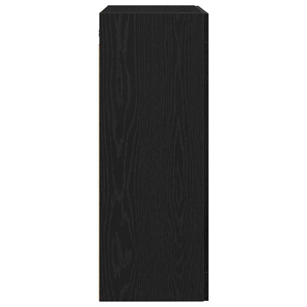 Wandkast Zwart Eiken 69,5 x 34 x 90 cm Bewerkt hout is nu te koop bij PeponiXL, paradijselijk wonen!