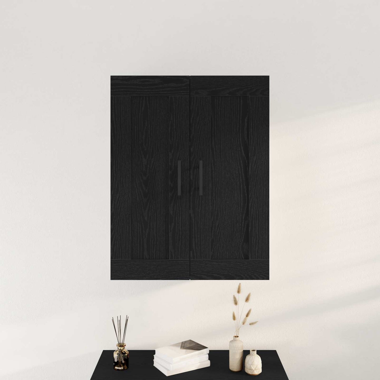 Wandkast Zwart Eiken 69,5 x 34 x 90 cm Bewerkt hout is nu te koop bij PeponiXL, paradijselijk wonen!