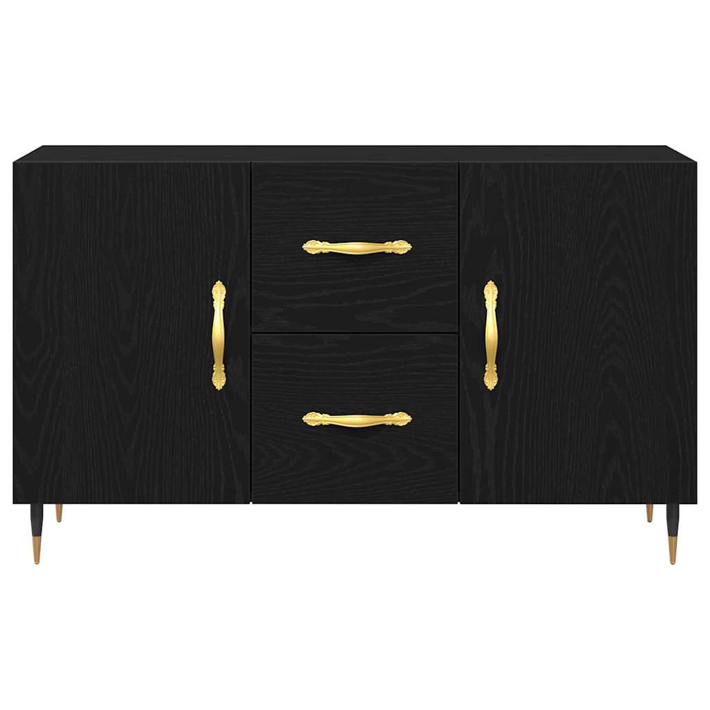 Dressoir met lade Zwart Eiken 100 x 36 x 60 cm Bewerkt hout is nu te koop bij PeponiXL, paradijselijk wonen!