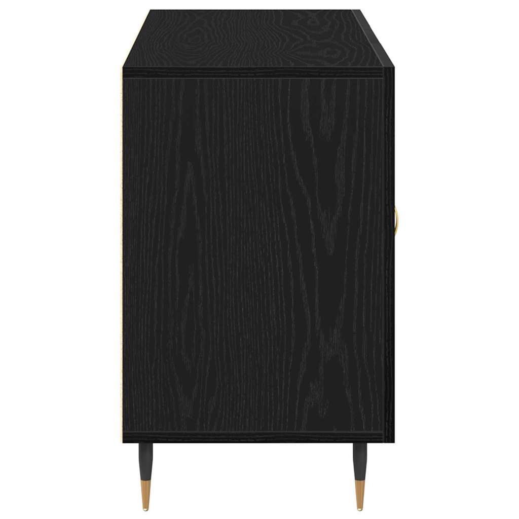 Dressoir met lade Zwart Eiken 100 x 36 x 60 cm Bewerkt hout is nu te koop bij PeponiXL, paradijselijk wonen!
