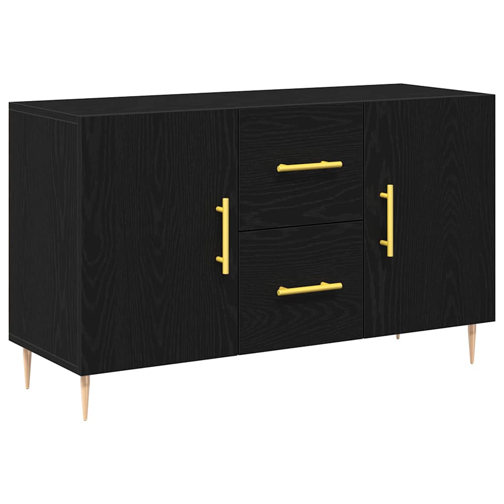 Dressoir met lade Zwart Eiken 100 x 36 x 60 cm Bewerkt hout is nu te koop bij PeponiXL, paradijselijk wonen!