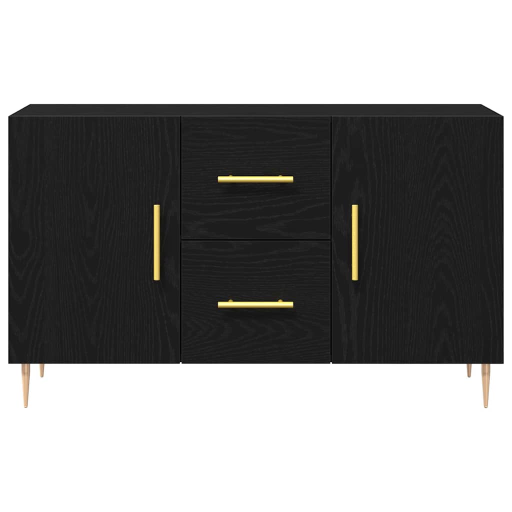 Dressoir met lade Zwart Eiken 100 x 36 x 60 cm Bewerkt hout is nu te koop bij PeponiXL, paradijselijk wonen!