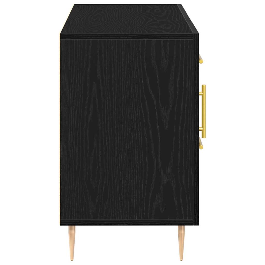 Dressoir met lade Zwart Eiken 100 x 36 x 60 cm Bewerkt hout is nu te koop bij PeponiXL, paradijselijk wonen!