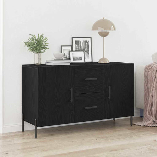 Dressoir met lade Zwart Eiken 100 x 36 x 60 cm Bewerkt hout is nu te koop bij PeponiXL, paradijselijk wonen!
