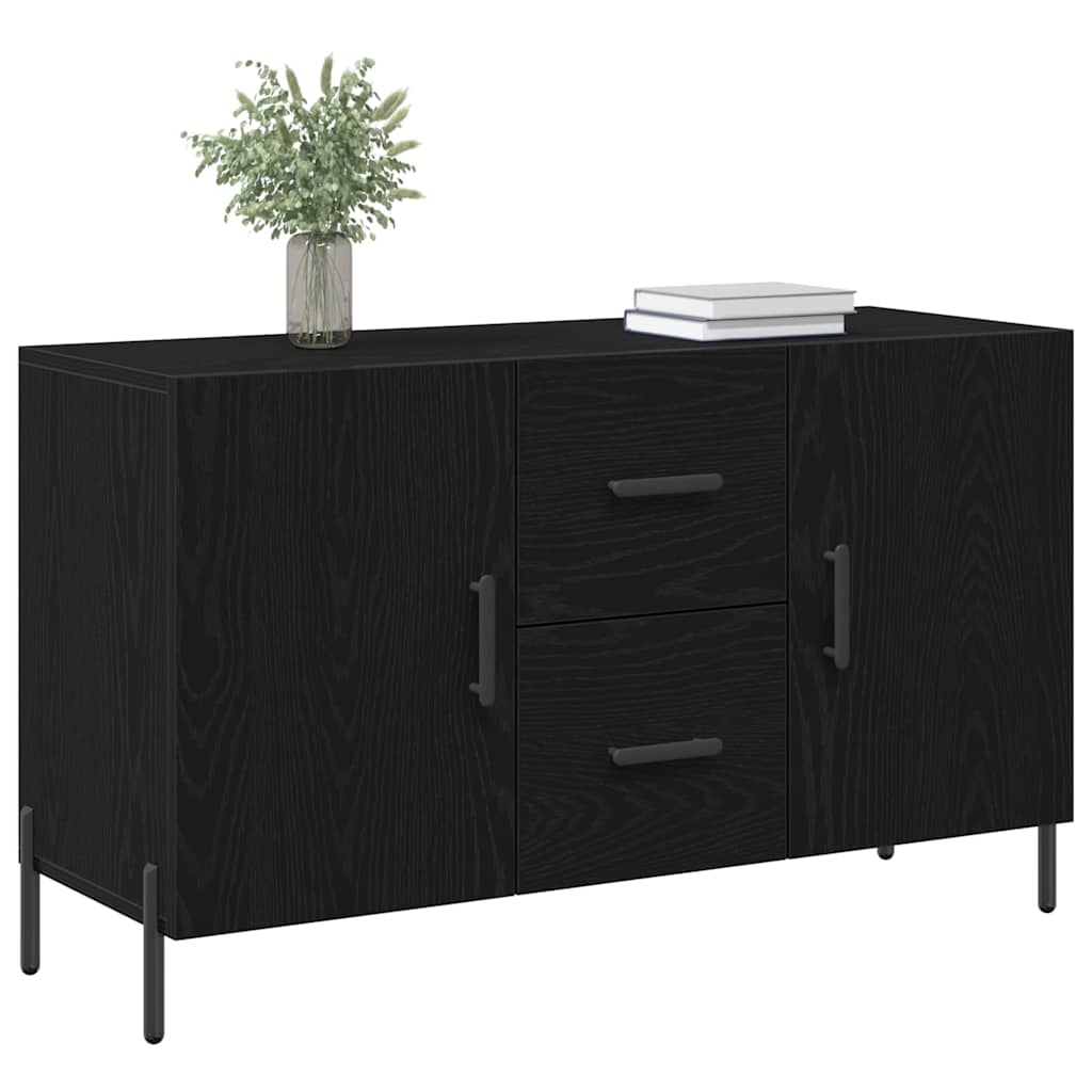 Dressoir met lade Zwart Eiken 100 x 36 x 60 cm Bewerkt hout is nu te koop bij PeponiXL, paradijselijk wonen!