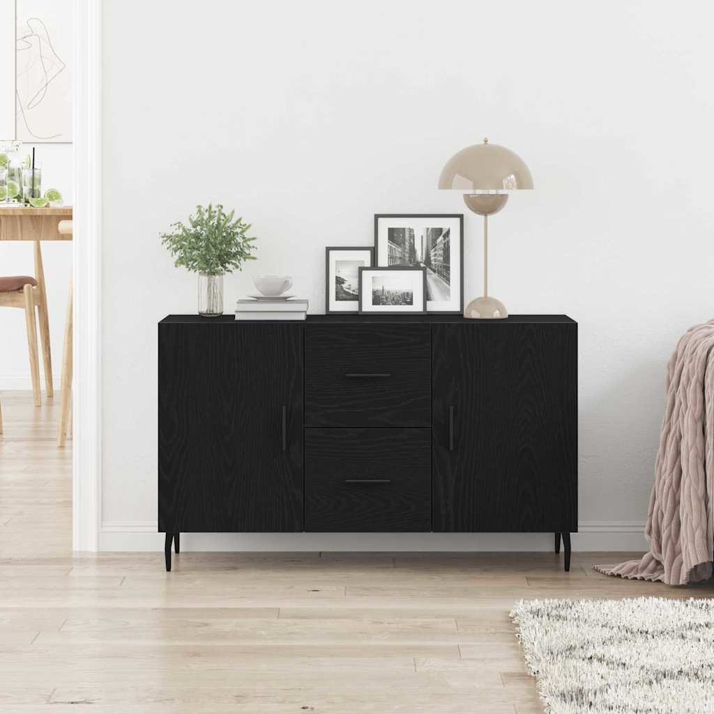 Dressoir met lade Zwart Eiken 100 x 36 x 60 cm Bewerkt hout is nu te koop bij PeponiXL, paradijselijk wonen!